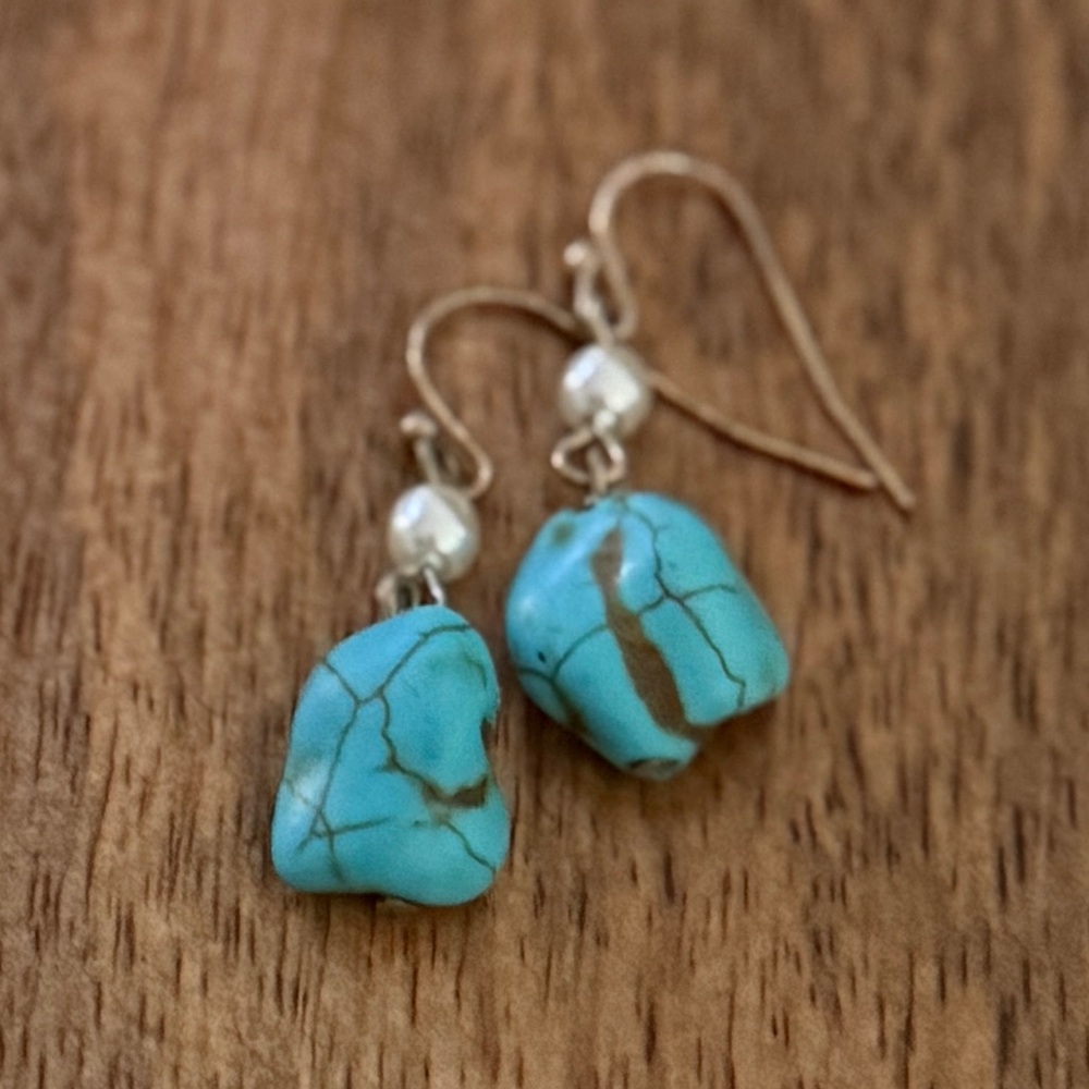 Turquoise & Pearl Dangle Earrings